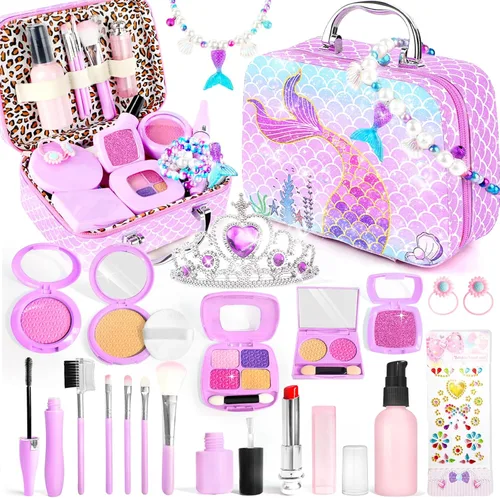 Miniatura 9 de INNOCHEER Maquillaje de Simulación para Niños Pequeños, Maquillaje Falso para Niñas Pequeñas, Juego de Maquillaje de Frozen para Niñas, Regalos
