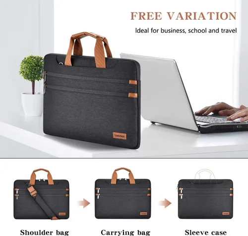 Miniatura 4 de LONMEN Bolsa de hombro para laptop de 14 pulgadas, funda de transporte para MacBook Pro/Microsoft Surface/Dell XPS/Lenovo/Asus/HP, azul