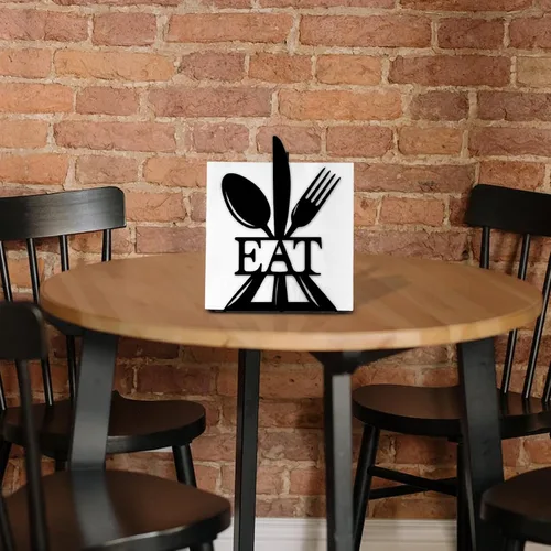 Miniatura 7 de Resama Servilletero de pie moderno para mesa, dispensador de servilletas de metal negro, tenedor, cuchara estilo servilletero, adecuado para cocina