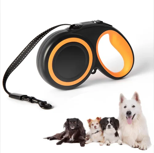 Correa retráctil para perro de 16 pies, sin enredos de 360°, resistente para perros de hasta 66 libras con mango antideslizante, correa de paseo