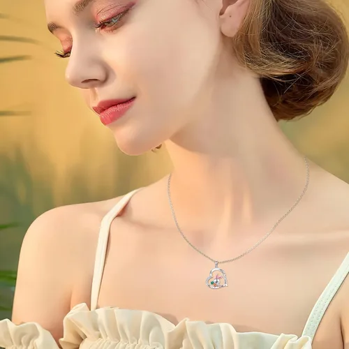 Miniatura 6 de Lindo regalo de animales de plata esterlinapanda rojoconejo, collar con colgante de animal lindo joyería para mujeres niñas regalos