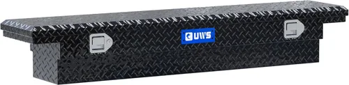 UWS EC10312 Caja de herramientas de aluminio negro brillante de 63 pulgadas con pared gruesa, caja de herramientas para camiones delgada con tapa