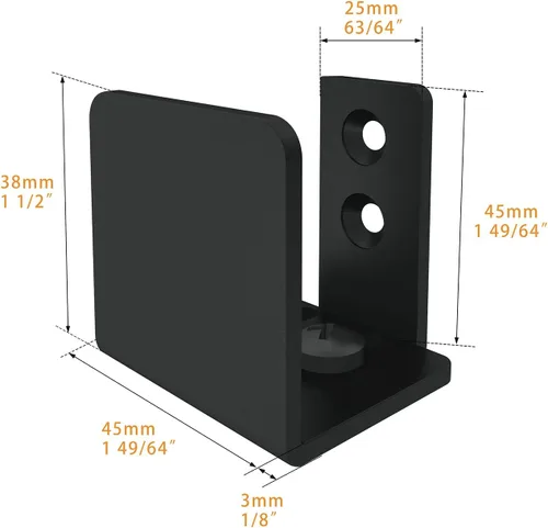 Miniatura 5 de JUBEST Guía de piso negro mate para montaje en pared, herrajes para puertas corredizas de granero de hasta 1-3/4 pulgadas de ancho y 1-7/8 pulgadas