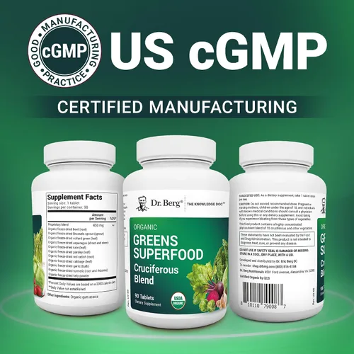Miniatura 5 de Dr. Berg's Greens Superfood Tabletas de verduras crucíferas – Suplementos vegetales para adultos con 11 fitonutrientes súper verdes – Tabletas