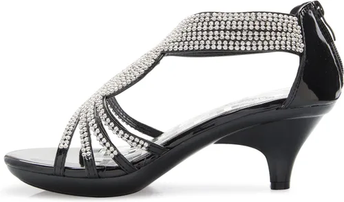 Miniatura 4 de sandalias de tacón bajo para mujer, con tiras y diamantes de imitación