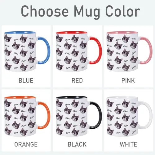 Miniatura 6 de Taza personalizada con nombre de cara de gato, taza de café personalizada, taza de foto de gato personalizada de 11 onzas, bonitos regalos
