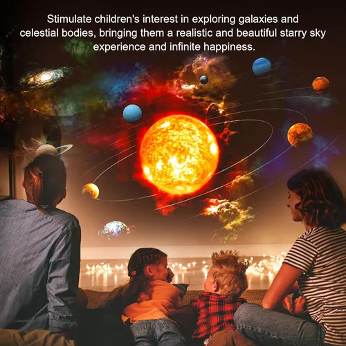Miniatura 11 de Proyector Galaxy Pro para dormitorio, proyector de estrellas planetario 13 en 1 con sistema solar y constelación, luz nocturna para techo, rotación