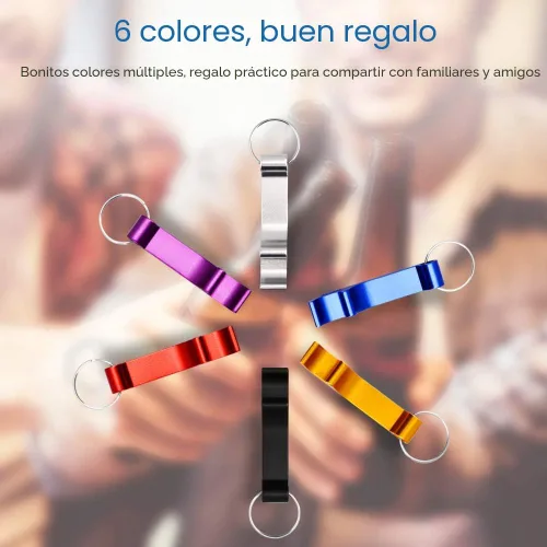 Miniatura 5 de Mcyye 6 piezas abrebotellas de cerveza Mcyye coloridos, abrebotellas de llavero de metal premium, abrebotellas de bebidas para hombres, mujeres