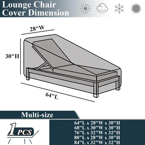 Miniatura 5 de Fundas para tumbonas de patio al aire libre, impermeables, resistentes, 64 pulgadas de largo x 28 pulgadas de ancho x 30 pulgadas de alto, rayas