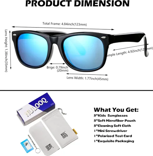 Miniatura 23 de Lentes de sol polarizados para niños y niñas, marco flexible irrompible TPEE con protección UV400 de 3 a 8 años