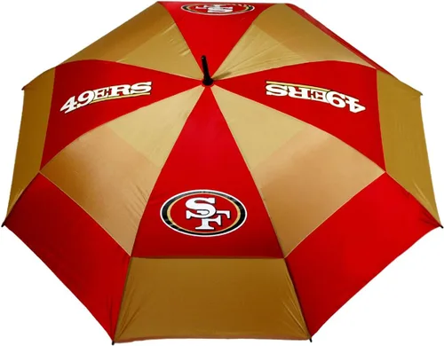 Team Golf NFL San Francisco 49ers - Paraguas de golf de 62 pulgadas con funda protectora, diseño de protección contra el viento de doble toldo,