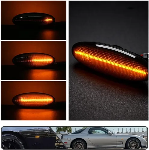 Miniatura 2 de 2 luces LED ámbar RX7 dinámicas secuenciales intermitentes laterales para Maz'da RX7 (FD) PREMACY (CP) 23 (BA) 323 (BJ) 626 (GF/GW), luces