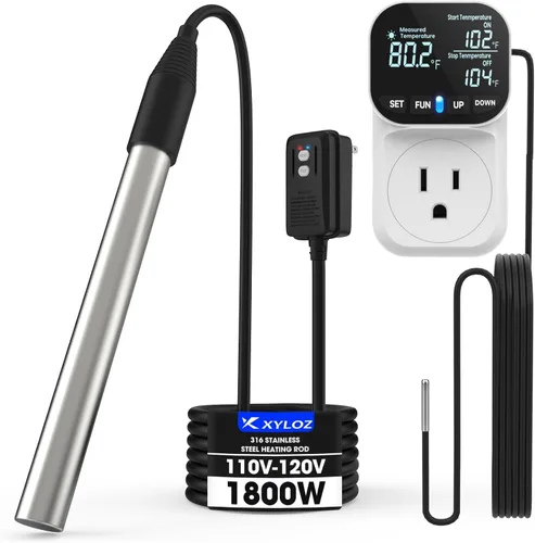 Calentador de agua eléctrico de inmersión de 1800 W, calentadores de agua totalmente sumergibles con termostato y GFCI, para fregaderos, bañeras,