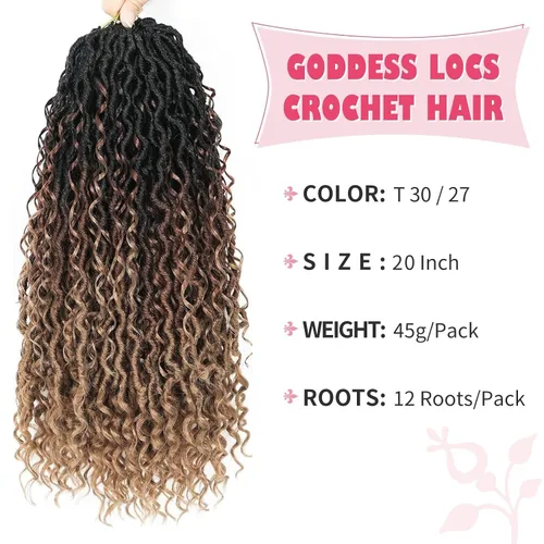 Miniatura 45 de Alicoco Goddess Locs Cabello de Ganchillo 12 Pulgadas 8 Paquetes Rastas Sintéticas de Ganchillo Para Mujeres Rastas Suaves Boho Pre-enrolladas River