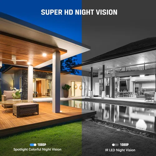 Miniatura 4 de Xega Paquete de 4 cámaras de seguridad inalámbricas para exteriores 2K 360° PTZ Cámaras de seguridad solar 2.4G WiFi videovigilancia con foco