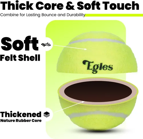 Miniatura 3 de Egles Paquete de 12/20/60 pelotas de tenis para entrenamiento y perros, pelota de tenis de práctica de alta elasticidad con bolsa de malla