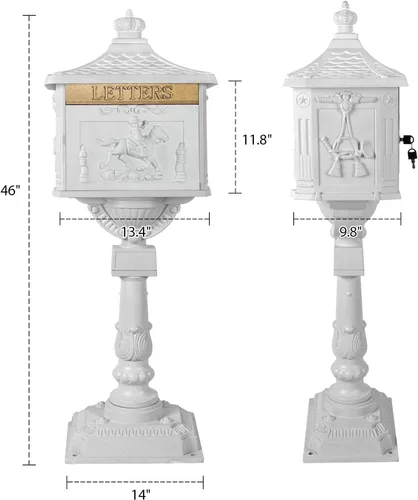Miniatura 4 de Buzón de correo de aluminio fundido Polar Aurora, seguro, resistente, Blanco