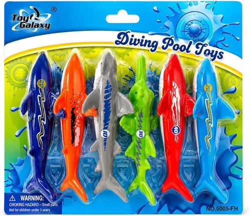 Miniatura 5 de Haktoys Juego de juguetes de buceo en la piscina, tiburones hundidos para niños y adultos, juguetes de entrenamiento de natación Hammerhead