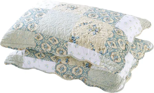Miniatura 6 de All American Collection - Juego nuevo de colcha reversible de 3 piezas con diseño floral estampado, azul/verde. Incluye cortinas a juego disponibles