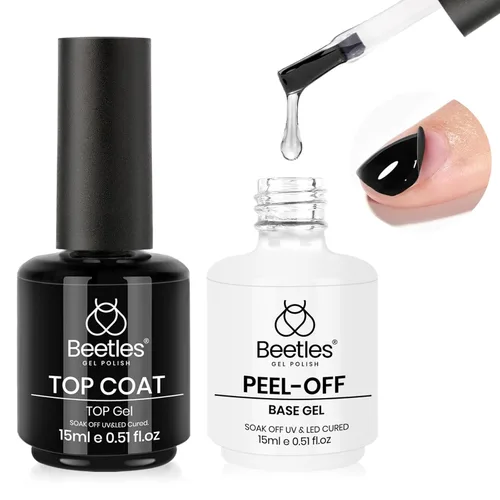 Miniatura 12 de Beetles 2 Piezas Juego de Base y Capa Superior de Gel Libre de Hema Sin Limpieza, Fórmula Suave Mejorada Capa Superior Brillante Esmalte de Uñas