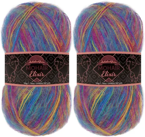 Miniatura 112 de JubileeYarn Mohair Elixir Yarn - 50g/Skein Baby Wool Blend - Cosmopolitan - 1 Skein