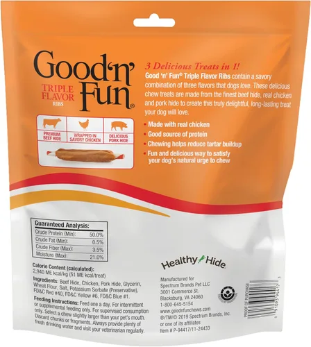 Miniatura 2 de Good 'n' Fun Masticables de Costillas de Triple Sabor para Todos los Perros, 12 Onzas, Consiente a tu Perro con Masticables de Larga Duración Hechos