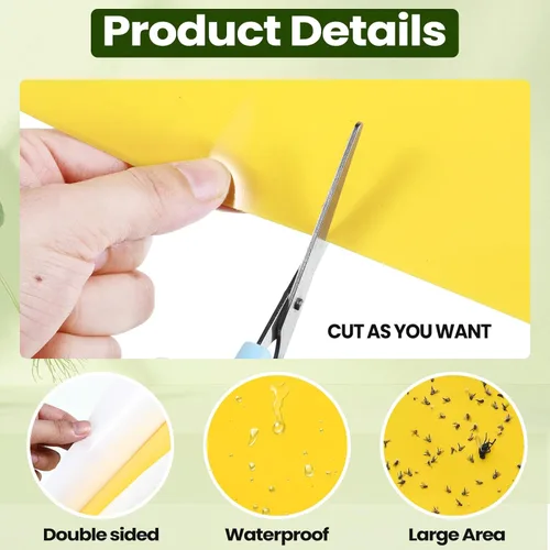 Miniatura 5 de Qualirey 500 trampas adhesivas amarillas de 6 x 8 pulgadas para mosquitos, trampas adhesivas de doble cara para interiores y exteriores, atrapa