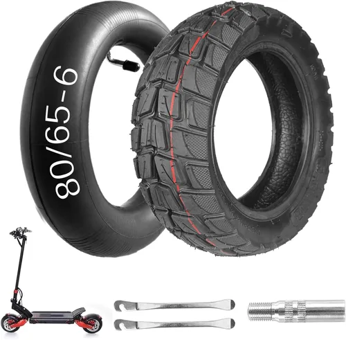 Neumático de repuesto para scooter 80/65-6, juego de neumático y cámara 255x80 10x3, neumático para scooter eléctrico de 10 pulgadas [Endurecido]
