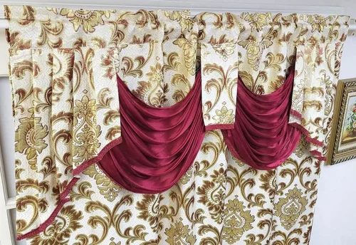 Miniatura 3 de GOHD Samba Star. Panel de cortina de ventana jacquard con cenefa elegante adjunta y respaldo de tafetán. Juego de 2 piezas. Cada pieza de 54