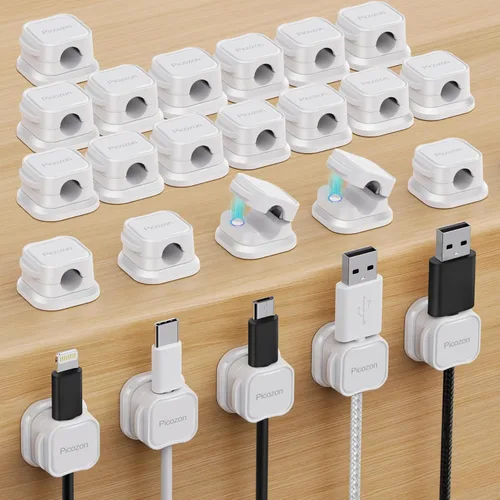 Miniatura 9 de Picozon Paquete de 6 Clips Magnéticos para Cables Organizador Soporte de Cables, Picozon Organizador Adhesivo de Gestión de Cables, Soporte