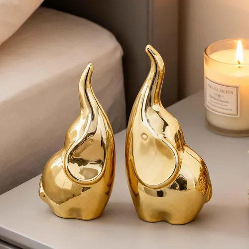 Miniatura 9 de Figuras de elefante de cerámica con tronco arriba, par de parejas amorosas estatuas de elefante, pequeñas esculturas africanas para decoración