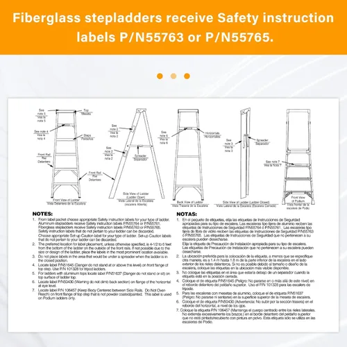 Miniatura 6 de Calcomanías de seguridad para escaleras, compatibles con escalera de fibra de vidrio Werner, etiquetas de inspección de escalera de extensión