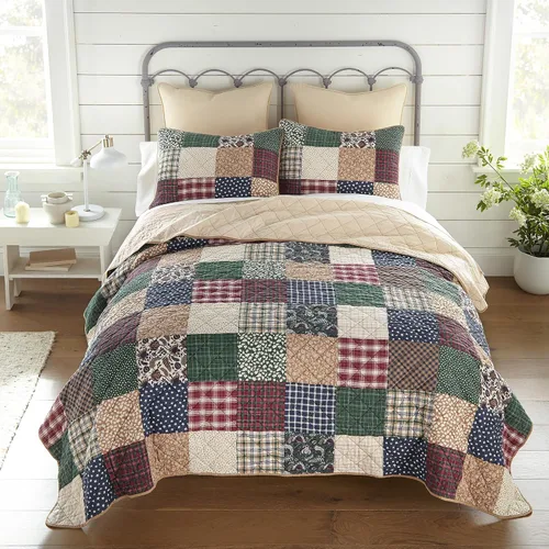 Miniatura 12 de Donna Sharp April Patch- Juego de edredón de algodón tamaño King, mide 110 x 90 pulgadas, incluye 1 edredón y 2 fundas de almohada King, lavable a
