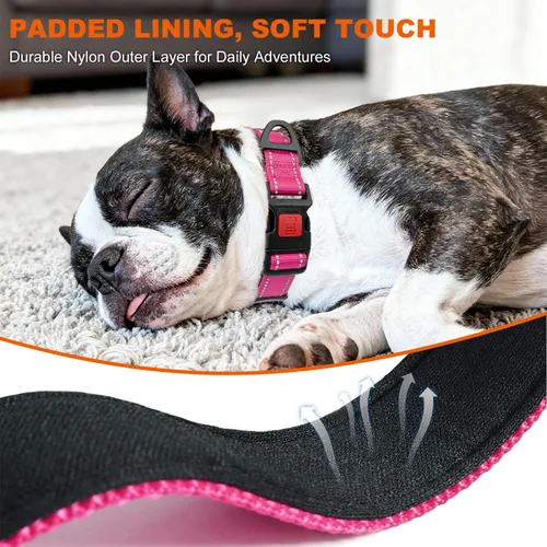 Miniatura 4 de Taglory Collar reflectante para perros medianos, neopreno suave acolchado con hebilla de bloqueo a prueba de escapes, anillo de aleación de zinc