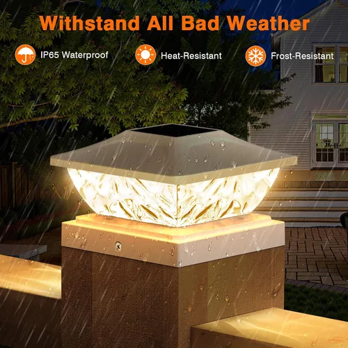 Miniatura 4 de Paquete de 4 luces solares para poste de 2 modos, luces solares brillantes para postes al aire libre, impermeables, luces de poste al aire libre
