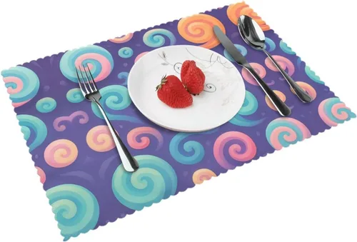 Miniatura 11 de Juego de 4 manteles individuales rectangulares, resistentes al calor, 4 manteles individuales impresos para cocina y comedor Caramelo 4