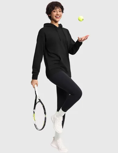 Miniatura 8 de THE GYM PEOPLE Sudadera básica con capucha para mujer, ajuste holgado, forro polar ultra suave, con bolsillos