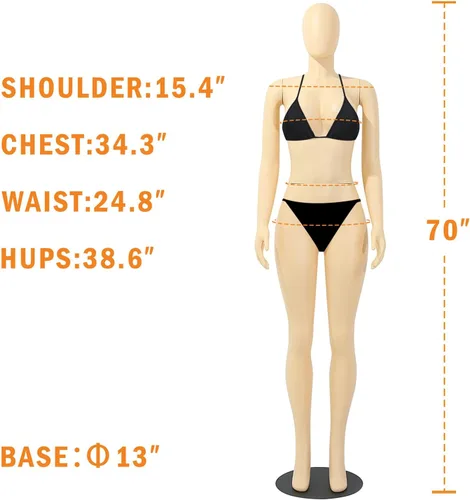 Miniatura 2 de Maniquí femenino de cuerpo completo de 63", maniquí de exhibición de estilo brasileño con base de metal para tiendas de ropa minorista