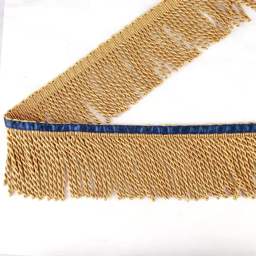 Miniatura 3 de BEL AVENIR Cortina con flecos de lingote con cinta azul de 5.3 yardas x 3 pulgadas, adornos de tela para costura, decoración de bricolaje para Dorado
