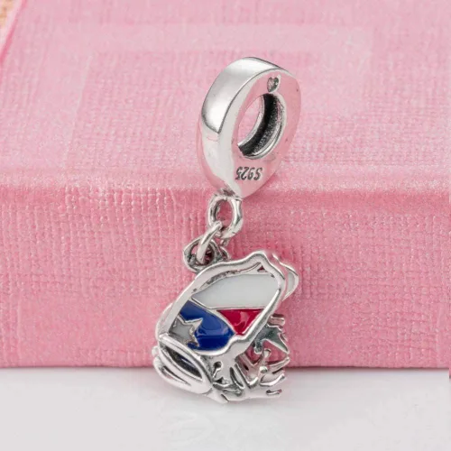 Miniatura 3 de Dije colgante de plata de ley 925 con cuerno italiano, bandera de Puerto Rico, cinta de cáncer de sobreviviente, bruja de Halloween, huella de pata