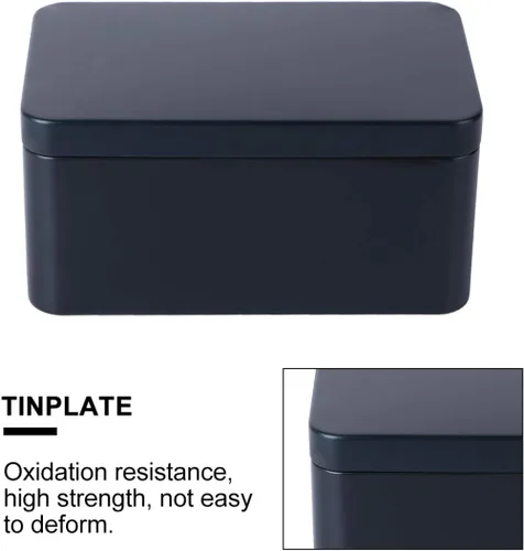 Miniatura 4 de DOITOOL Caja rectangular de almacenamiento de té de hojalata de 5.11 x 3.14 x 2.55 pulgadas, contenedor portátil de metal pequeño para hojas de té