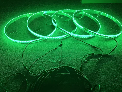 Miniatura 2 de 17,5" color sólido verde llevó las luces del anillo de la rueda IP68 impermeable 4 luces/set más brillante 300Leds llanta luces luces