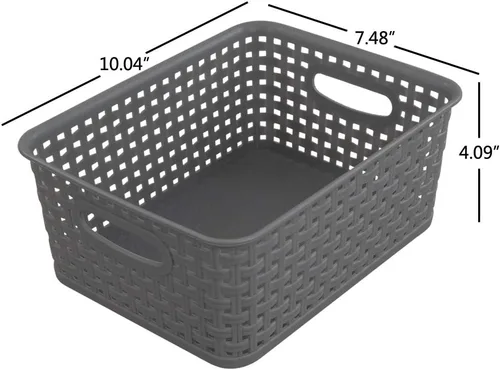 Miniatura 2 de Pekky Cestas de almacenamiento de plástico gris, cestas de organización de aula, 6 paquetes