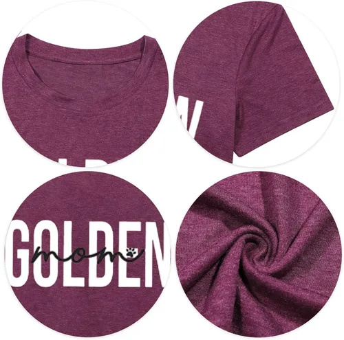 Miniatura 6 de Golden Mom Shirt Women Mama Shirts Casual Dog Lover T Shirts Summer Short Sleeve Tees Tops
