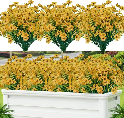 Miniatura 18 de Lnoicy - 24 piezas de flores artificiales para exteriores, decoración de flores de plástico, arbustos de flores falsas resistentes a los rayos UV