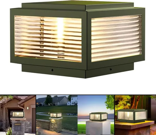 Miniatura 12 de Luz de poste para exteriores de 12 x 12 pulgadas, luz de columna, lámpara de columna con cable de 110-240 V (12-36 V bombilla de reemplazo), luz
