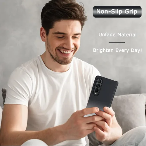 Miniatura 7 de NINKI Funda compatible con Galaxy Z Fold 4 en blanco y negro degradado con protector de pantalla y bisagra, funda protectora de cuerpo completo