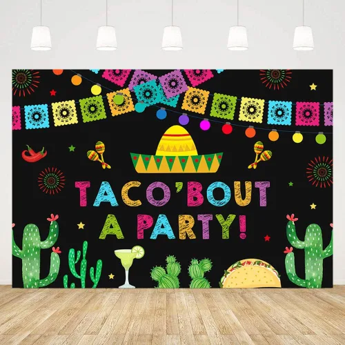 Miniatura 7 de Telón de fondo de fiesta de 7 x 5 pies, banderas coloridas de cactus, fondo de fotografía, decoración de baby shower, fiesta mexicana, despedida