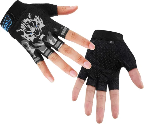 Miniatura 2 de Accmor Guantes de pesca para niños, guantes deportivos para niños, guantes de ciclismo para niños, guantes de medio dedo para ciclismo, camping