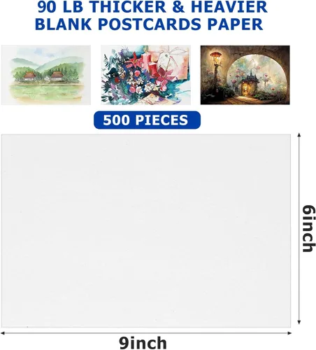 Miniatura 2 de Sabary 500 hojas de papel de acuarela de 90 libras, papel de arte blanco a granel para pintura de artistas, 6 x 9 pulgadas, almohadilla de prensa